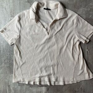 Women's Cream Collared Top